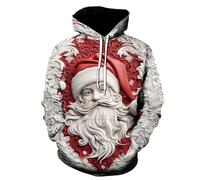 Christmas Jumpers for Men UK Funny Oversized Novelty Santa Clus Printed Xmas Hoodies Ugly Marry Christmas Sweatshirts with Pockets Mens Plus Szie Long Sleeve Pullover Sweater New Year Holiday Tops 3x