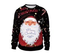 Christmas Jumpers for Men UK Novelty Fair Isle Sweater Xmas Sweatshirt Unisex Pullover 3D Funny Printed Long Sleeve Ugly Christmas Sweatshirts Regular Fit Winter Sweater Casual Sweatshirt Festival