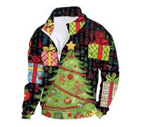Christmas Jumpers for Men Unisex 3D Ugly Christmas Santa Claus Pullover Sweatshirt Hoodie Funny Xmas Elf Print Long Sleeve T-Shirt Jumper Lightweight Business Work Jumper Hipster (Z9 Green,XXL)
