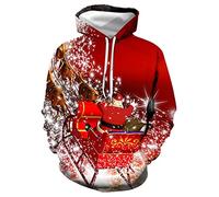 Christmas Jumpers for Men,Women Men Funny Christmas Hoodie Santa Xmas Jumper 3D Printed Ugly Elf Sweatshirt Pullover Blouse Tops with Kangaroo Pocket UK Clearance Plus Size M-5XL