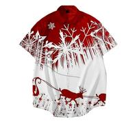 Christmas Jumpers for Men Xmas Shirts 2024 Trendy Men's Casual Printed Short Sleeved Shirt Christmas Fashion Christmas Jumper for Men UK (White, XXXXXXXXL)