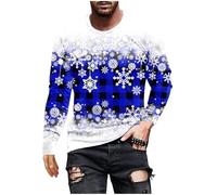 Christmas Jumpers for Men: Xmas Sweatshirts Crew Neck Pullover Long Sleeve Shirts 3D Printed Cotton Tshirt Novelty Sweater Christmas Costume