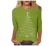 Christmas Jumpers for Women 3/4 Sleeve Top UK Snowflake Print Womens T-Shirts Casual Tunic Top Christmas Women's Tops, L