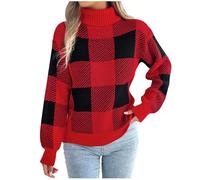 Christmas Jumpers for Women Casual Round Neck Christmas Sweatshirts Tree Print Xmas Santa Claus Jumpers Ladies Pullover Long Sleeve Solid Color Loose Sweater for Party Xmas Gifts Plus Size
