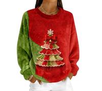 Christmas Jumpers for Women Cute Funny 3D Reindeer Snowman Tree Printed Oversized Christmas Jumper 2025 Long Sleeve Crew Neck Pullover Women's Fashion Sweaters Plush Ugly Xmas Warm Ladies Tops