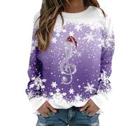Christmas Jumpers for Women Fashion Pullover Plain Cotton Hoodie Red Tones Musical Symbol for Musician Sweatshirts Hoodies Novelty Funny Holiday Xmas Jumper Activewear Going Out Tops (12-Purple, XXL)