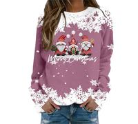 Christmas Jumpers for Women Funny Novelty - Womens Christmas Jumper Santa Claus Reindeer Tree Print Ladies Sweatshirts without Hood Crew Neck Merry Xmas Tops Long Sleeve Shirts Comfy Pullover