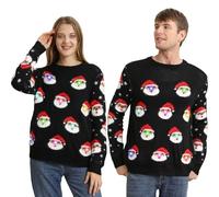 Christmas Jumpers for Women Men UK,Light Up Christmas Jumper,Unisex Funny Cute Black Santa Led Lights Flashing Ugly Christmas Sweater,Best Festive Stitch Rude Matching Xmas Sweaters for Couples Adult