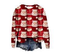 Christmas Jumpers for Women Oversized Sweatshirt, Elegant Print Pullover Novelty Crewneck Sweatshirts Drop Shoulder Festive Jumper Casual Ugly Oberteil Stylish Hoodie Weihnachtskleidung