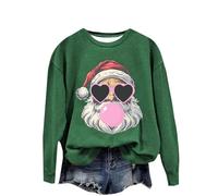 christmas jumpers for women,penguin christmas jumper,Christmas Sweatshirt Retro Santa Christmas Bubble Print Fashion Casual Crew Neck Long Sleeve Top Elastic Spring Fall & Winter*