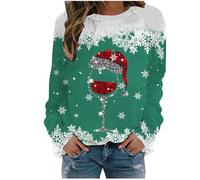 Christmas Jumpers for Women Sweatshirt, Christmas Tops for Women Reindeer Funny Snowman Print Graphic Sweatshirts Cute Long Sleeve Crewneck Tops Tree Xmas Sweatshirts Top