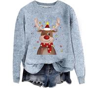 Christmas Jumpers for Women Uk, Christmas Sweaters for Women, Crew Neck Knitted Jumper Tops Stylish Alpaca Fair Isle Knitted Jumpers Ladies Xmas Jumpers Funny Xmas Jumpers Pullover Tops Knitwear