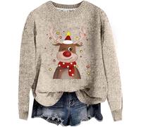 Christmas Jumpers for Women Uk, Christmas Sweaters for Women, Knitted Crew Neck Reindeer Rudolf Snowflakes Christmas Xmas Winter Jumpers Ladies Xmas Jumpers Plus Size Jumpers Pullover Tops Knitwear