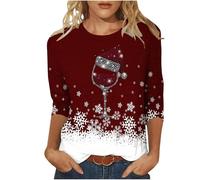 Christmas Jumpers for Women Uk Glitter Xmas Printed Sweatshirt Long Sleeve Crewneck Sweaters Winter Oversized Pullover Novelty Funny Graphic Tops 2025 Wine