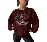 Christmas Jumpers for Women UK,Merry Christmas Jumper Funny Xmas Tree Print Xmas Sweatshirts Novelty Graphic Shirts Waffle Crew Neck Pullover Sweater Tops Blouse Party Ugly Xmas Jumpers