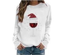 Christmas Jumpers for Women UK Merry Christmas Sweatshirts Long Sleeve Xmas Tops Red Wine Glasses Graphic Crewneck Casual Shirts Funny Holiday Pullover Blouse Fall Trendy Cothes