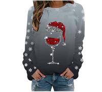 Christmas Jumpers for Women Uk Oversized Sweatshirt, Without Hood Print Ugly Long Sleeve Pullover Winter Elegant Sweatshirts Stylish Festive Jumper Hoodie Cute Longshirt Oberteil