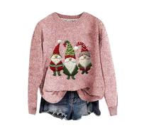 Christmas Jumpers for Women UK Womens Christmas Jumpers UK Santa Claus Striped Sweaters Snowman Gingerbread Long Sleeve Fairisle Fine Knit Tunic Wine Glass Spring Classic Women's Xmas Knitted Shirt