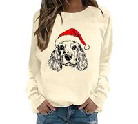 Christmas Jumpers For Women,Women's Hoodless Sweatshirt for Everyday Wear - Casual Pullover with Round Neck and Printed Pattern for Autumn Winter Comforts (Beige, M)