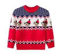 Christmas Jumpers Kids Stylish Kids Cartoon Print Round Neck Knitted Pullover Sweater for Boys and Girls Cozy Elastic Winter Autumn Wear for Holiday Festivities
