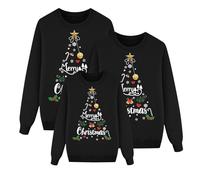 Christmas Jumpers Matching Family Long Sleeve Round Neck Santa Claus Snowflake Xmas Tree Sweatshirts Novelty Funny Family Christmas Pullovers for Men, Women and Kids Mom