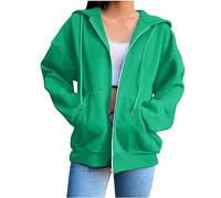 christmas jumpers next day delivery zip up hoodie women Women's Zip Up Hoodies Oversized Solid Color Sweatshirt With Pocket Casual birthday party items my account orders history Green