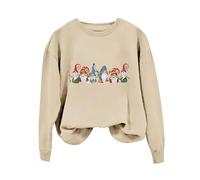 Christmas Jumpers Women Christmas Tree Sweatshirt Women's Christmas Full Of Holiday Spirit Letter Printed Long Sleeved Crew Neck Hoodie Christmas Pullover Women Christmas Jumper Adults (a-Beige, L)