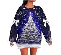 Christmas Jumpers Women Oversized,Funny Christmas Tree Printed Jumper Plus Size Novelty Xmas Sweatshirts Graphic Shirts Autumn Winter Pullover Tops Blouse Ugly Xmas Jumpers Ladies