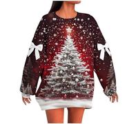 Christmas Jumpers Women Oversized,Funny Christmas Tree Printed Jumper Plus Size Novelty Xmas Sweatshirts Graphic Shirts Autumn Winter Pullover Tops Blouse Ugly Xmas Jumpers Ladies