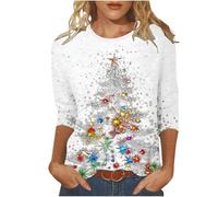 Christmas Jumpers Women Oversized Funny Tree Printed Jumper Plus Size Novelty Xmas Sweatshirts Graphic Black Wine Purple Red Shirts Autumn Winter Pullover Tops Blouse Ugly Ladies Sweatshirt XS S M L