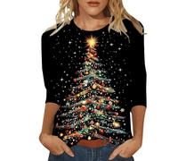 Christmas Jumpers Women Oversized Funny Tree Printed Jumper Plus Size Novelty Xmas Sweatshirts Graphic Black Wine Purple Red Shirts Autumn Winter Pullover Tops Blouse Ugly Ladies Sweatshirt XS S M L