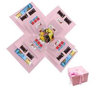 Christmas Jumping Box, 5-Laye Reusable, Multi Layered Creative Surprise Photo Case, Personalized Photo Box, Lightweight, Great For Birthdays, Graduations Wedding (Pink)