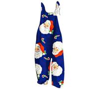 Christmas Jumpsuit For Women Uk Women Christmas Print Dungarees Casual Loose Plus Size Sleeveless Jumpsuits All-Match Print Retro Overalls Jumpsuit Purple