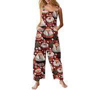 Christmas Jumpsuits for Women Adjustable Strap Xmas Print Romper Pajama Plus Size Onesie Sequin Jumpsuit Pajamas New Year Holiday Party Going Out Overall Ladies Loose Fit Work Cotton Dungarees xs Navy