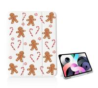 Christmas Kawaii Gingerbread Man Case for iPad 10th/11th Generation with Pencil Holder,Auto Sleep/Wake White Leather Folded Slim Protective Shockproof Cover Shell for 10.9/11 inch 2022/2025