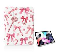 Christmas Kawaii Pink Bow Suger Case for iPad 10th/11th Generation with Pencil Holder,Auto Sleep/Wake White Leather Folded Slim Protective Shockproof Cover Shell for 10.9/11 inch 2022/2025