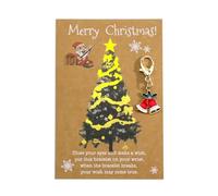 Christmas Keychain Gifts, Santa Snowflake Gingerbread Man Keyring with Greeting Card, Christmas Ornaments, Xmas Party Favors Gifts Stocking Stuffers for Kids Girls Adults (E)