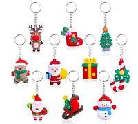 Christmas Keyring 3D Cartoon Keychain Pendant Santa Elk Snowman Christmas Tree Keychains Key Chain Decor Keyrings Rings Kid Xmas Party Favors Gift Bag Fillers Supplies Christmas Stocking Fillers Gifts