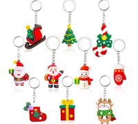 Christmas Keyring 3D Keychain Santa Elk Snowman Christmas Tree Keychains Pendant Cartoon Key Chain Decor Keyrings Rings Kids Xmas Party Favors Gifts Bag Fillers Supplies ChristMas Stocking Fillers