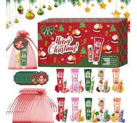 Christmas kit-10 sets/box hand cream kit, lip balm set, with Secret Santa Thanks Card and red gift bag, party gift Birthday Christmas Prezent Gift Giveaway Prize