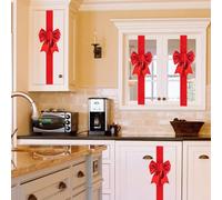 Christmas Kitchen Cabinet Door Decor 8PCS 6.5ft Red Bows Ribbons with Velcro Indoor Modern Decorations Ornaments for The Home (Red, 8PCS)