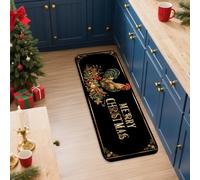 Christmas Kitchen Mats for Floor, Rooster and Floral Pattern Soft Mats, Cushioned Comfort Washable Non Slip Decor Rugs for Kitchen Sinks Laundryroom Bathroom 16x47 Inch