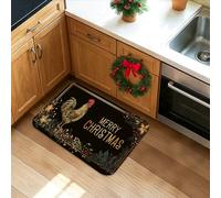 Christmas Kitchen Mats for Floor, Rooster and Floral Pattern Soft Mats, Cushioned Comfort Washable Non Slip Decor Rugs for Kitchen Sinks Laundryroom Bathroom 20x31 Inch