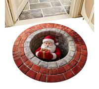 Christmas Kitchen Rugs - 3D Optical Illusion Non-Slip Doormat for Winter, Soft Absorbent Floor Mat with Festive Pattern for Entrance Hallway Living Room Bedroom Bathroom, Holiday Decorative Accent Rug