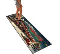 Christmas Kitchen Runner Rug, Red Train Design, Merry Xmas Mat 60x180 cm | Soft Short-Pile Flannel Kitchen Mat Extremely high water absorbency, Non-Slip Backing and Custom Size Options