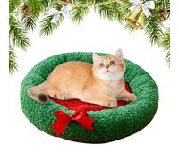 Christmas Kitten Bed - Soft Round Dog Bed, Comfortable Pet Cushion | Cozy Cat Sleeping Mat for Indoor & Outdoor Use, Ideal for Small Pets, Pet House for Rest & Relaxation 15.75x15.75x1.97 inches