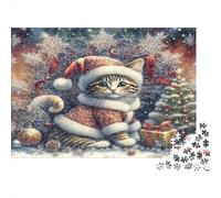Christmas Kitten Jigsaw Puzzle 1000 Piece Recycled Paper for Adults Adult Jigsaws Impossible Hard Challenging Family Game Fun Home Activity Great Gift Idea 70x50cm/1000pcs