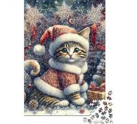 Christmas Kitten1000 Pieces Cardboard Jigsaw Puzzle Set Adults Kids Age 12+ Challenging Game Concentration Training 70x50cm/1000pcs