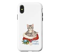 Christmas Kittens Santa Hat Warm Wishes Holiday Cats Case for iPhone X/XS