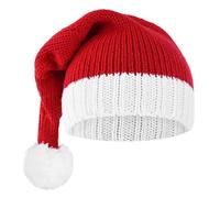 Christmas Knit Hat, Red Santa Beanie Hat with Pom, Comfortable Soft Warm Fashionable Cute Crochet Cap for Winter Xmas Holiday New Year Party Adult Women Men Winter Family Accessory